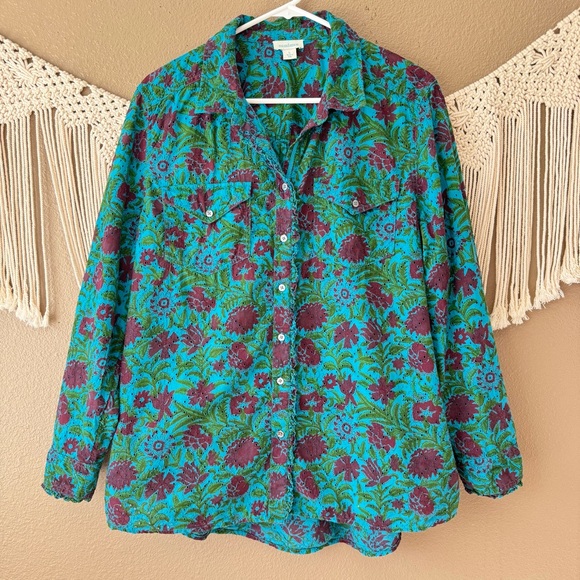 SUNDANCE Rhea Floral eyelet Button Down Shirt Size Large E - Picture 2 of 11